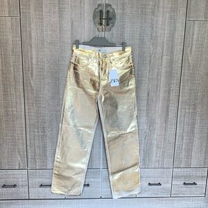 Zara The Boy Boy Fit Gold Metallic Jeans